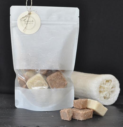 vanilla and cocoa sugar cube scrub